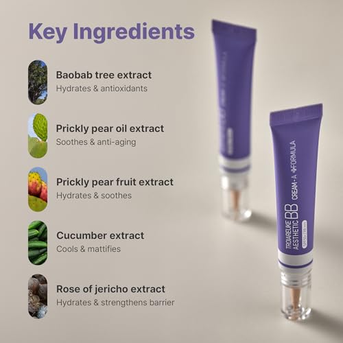 TROIAREUKE Aesthetic BB Cream A+ Formula (21 Beige) SPF50+ PA+++, Lightweight Blemish Balm, Tinted Moisturizer with Medium Coverage, Lasting Foundation Makeup Base for Oily Skin | Korean Beauty Makeup