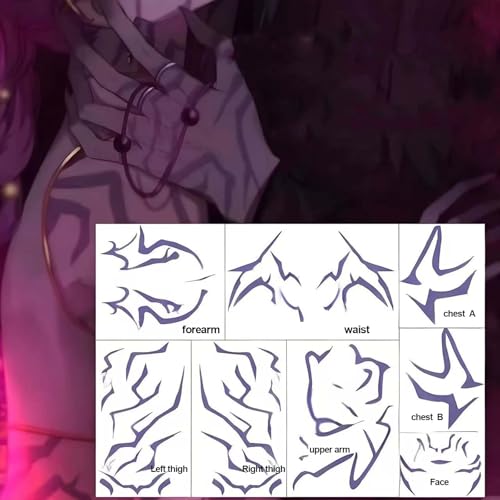 Temporary Tattoos Rumii Cosplay Accessories,Cosplay Tattoos Stickers Purple (2)