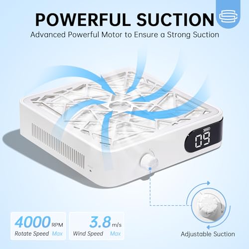 Nail Dust Collector, Powerful Vacuum Fan Vent Dust Collector Extractor Dust Suction Machine for Acrylic Nails Polishing, Nail Salon&Home, White