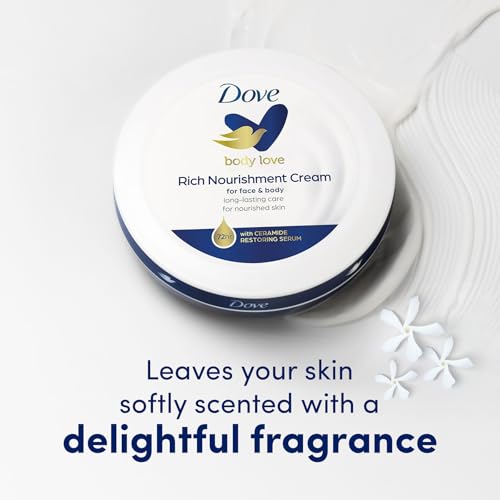 Dove Nourishing Body Care, Face, Hand, and Body Rich Nourishment Cream for Extra Dry Skin with 48-Hour Moisturization, 3-Pack, 5.07 Oz Each Jar