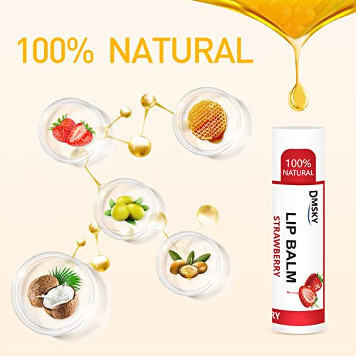 DMSKY 120 Pack Lip Balm, Natural Lip Balm Bulk with Vitamin E and Coconut Oil, Moisturizing Lip Balms for Chapped Lips-12 Flavors
