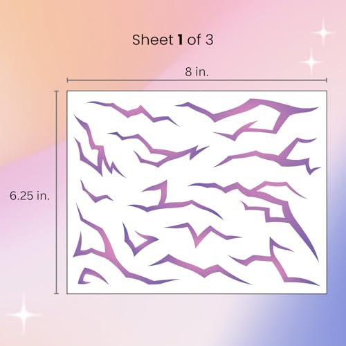 UV Glow Pattern Temporary Tattoos | Purple Demon Energy Pattern | Blacklight Activated Neon Blue | Hunter Cosplay | Fake Tat Stickers | Kpop Birthday, Glow Party, RPD, Halloween