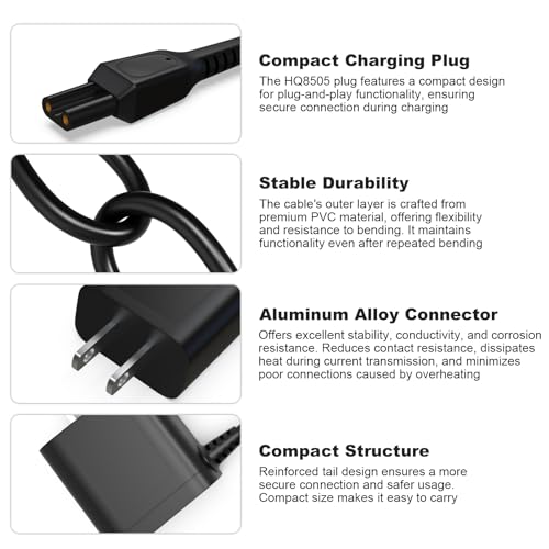 15V Charger Cord Compatible With Philips Norelco HQ8505 9000 7000 6000 5000 3000 Series, Multigroom MG7796 MG7750 MG7770 MG5750 MG7771 MG7790 QP6531 Shaver Electric Razor Trimmer Power Cord 4 FT