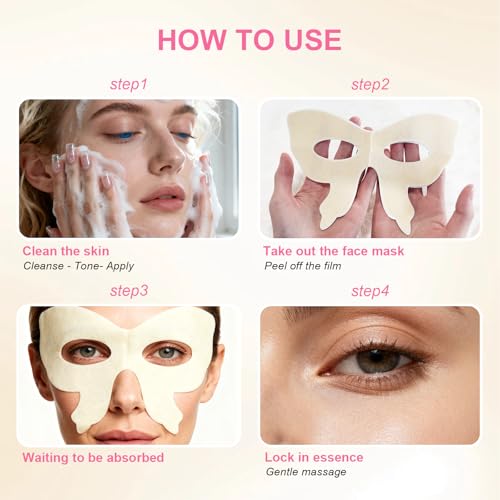 Collagen Firming Anti-Wrinkle Butterfly Eye Masks with Hydrolyzed Collagen & Niacinamide ? Hydrogel Under Eye Patches for Dark Circles, Puffiness, and Fine Lines ? 5 Pairs per Pack