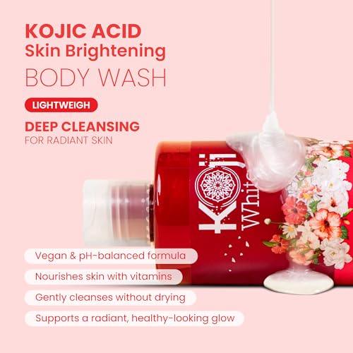 Koji White Kojic Acid Soap, Face Wash & Body Wash Bundle | Gentle Skin Brightening & Moisturizing with Tea Tree, Vitamin C & Hyaluronic Acid | Vegan, Hydrating, for Even Skin Tone