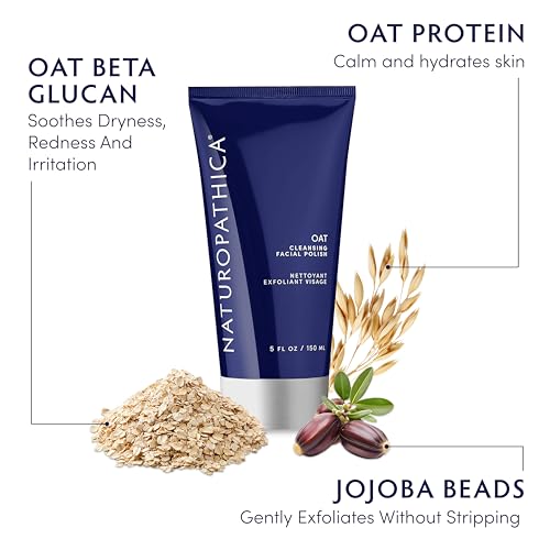 Naturopathica Oat Cleansing Facial Polish - Multi-Use Facial Cleanser - Face Scrub & Mask - Exfoliating Face Wash for Women & Men - Gentle Exfoliating - 5 fl oz
