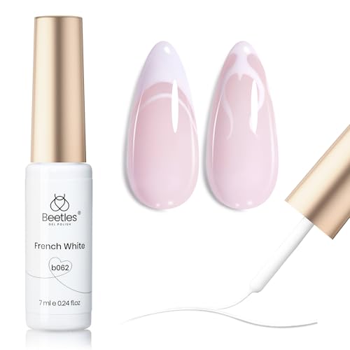 Beetles White Gel Liner Nail Polish 7ml French Tip Gel Polish White Nail Art Painting for Thin Line Nails Design Nails Stuff Soak off Uv Lamp Manicure Salon Gifts for Women