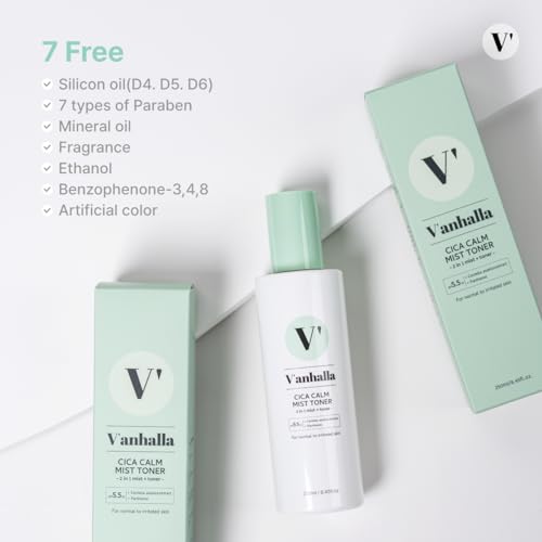 V¡¯anhalla Cica Calm Mist Toner 8.45fl.oz | Vegan, pH5.5, Calming, Refreshing, Hydrating, Gentle exfoliating, pH balancing. Facial Mist Toner with Centella asiatica extract 6%, Panthenol 1%