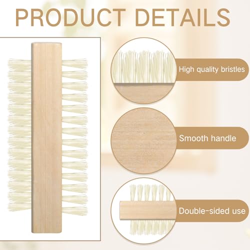 Patelai 100 Pack Wooden Nail Brush Bulk Two-sided Hand Fingernail Brush Non-slip Wood Heavy Duty Stiff Nail Scrubber for Nails and Toes Cleaning, Hand Scrub Brushes for Travel