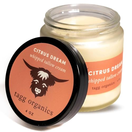 Whipped Tallow Cream for Skin ? Grass-Fed Tallow Moisturizer with Clean Ingredients & Premium Essential Oils, Deep Long-Lasting Hydration for Dry & Sensitive Skin, Citrus Dream, 4 oz