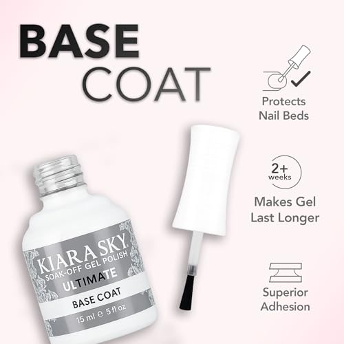 KIARA SKY Ultimate Gel Top Coat & Base Coat Duo 15ml | Soak Off Gel Polish Formula