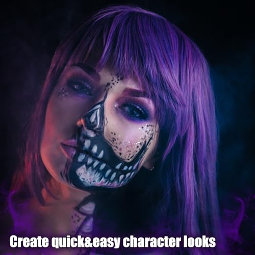6 Color Purple Face Paint Palette, Professional Body Paint Violet Makeup, Washable Formula, Vibrant Purple Face & Body Paint for Halloween, Cosplay SFX, Dress Up Part