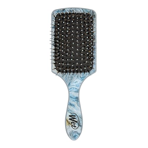 Wet Brush Paddle Shine Enhancer with Argan Oil, Distressed Wood - Ultra-Soft IntelliFlex Detangling Bristles with Boar Bristles For A Smooth & Shiny Finish - Pain-Free Hair Brush For Women & Men