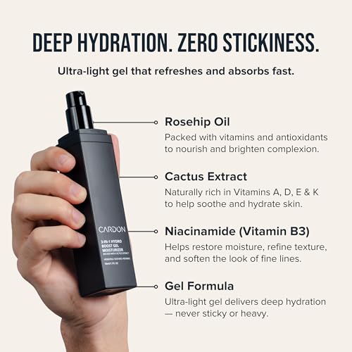 Cardon | Anti-Aging Face Moisturizer for Men | Korean Skincare Facial Lotion | Hydro Boost Gel | Healing Cactus Extract, Reduce Wrinkles, Repair Acne Scars | Ultra Light Face Cream (1 CT)