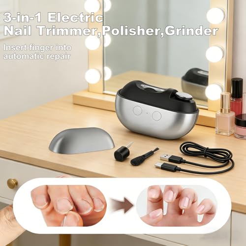 Electric Nail Clippers for Seniors 2026 New? 3-in-1 Smart Electric Toenail Clipper with Polishing & LED Light, 2 Adjustable Speeds for Adults & Baby