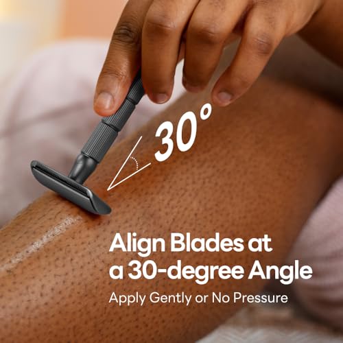 Black Safety Razor Long Handle and 60 Count Double-Edge Safety Razor Blades