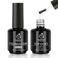 beetles Gel Polish Nail Art Liner Set with 2 Pcs 15ml No Wipe Gel Top Coat and Base Coat Set Gel Liner Nail Polish White Black Red Silver Nude Glitter Colors Paint Swirl Built Thin Brush in Bottle