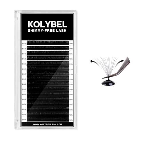 KOLYBEL SHIMMY-FREE Lash Extension 0.03 C Curl Volume Lash Extensions 8-16mm Lash Trays Matte Ultra Lightweight Shimmy-Free Eyelash Extensions Professional Supplies for Lash Techs(0.03 C 8-16mm)