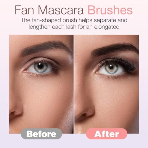 Folding Angle Scalloped Lash Brush, 2024 NEW Mascara Fan Brush for Lashes Eyelash Separator Tool, Eyelash Comb for Upper Lower Eye Lash Makeup Tools, Eye Makeup Fan Brush For Women (10 PCS)