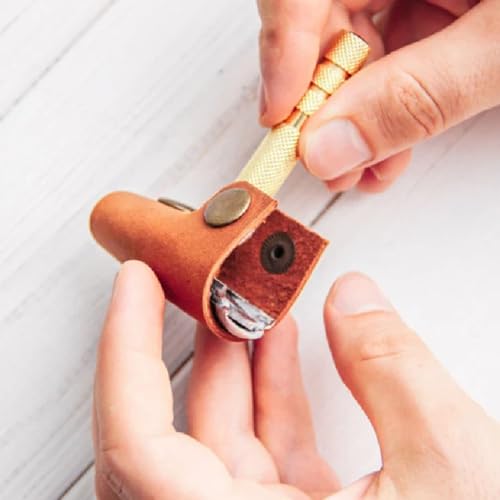 2 Pack Safety Razor Head Protecting Leather Cover Protective Travel Case with Snap Buttons Safety Razor Blade Guard Protector for Double Edge Safety Razor Single Blade Razors