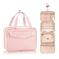 Hanging Travel Toiletry Bag for Men, Large Makeup Bag for Women, Water-resistant PU Leather Dopp Kit Shaving Bag For Full Sized Toiletries,Cosmetics Travel Organizer for Accessories (pink)