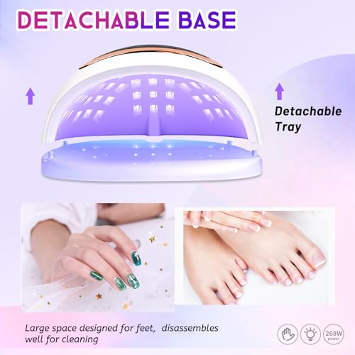 Wisdompark 268W UV LED Nail Lamp, Nail Dryer for Gel Polish, 4 Timers Curing Lamp Professional Nail Light, 66Pcs Uv Beads and Automatic Sensor (Gold) (Black)