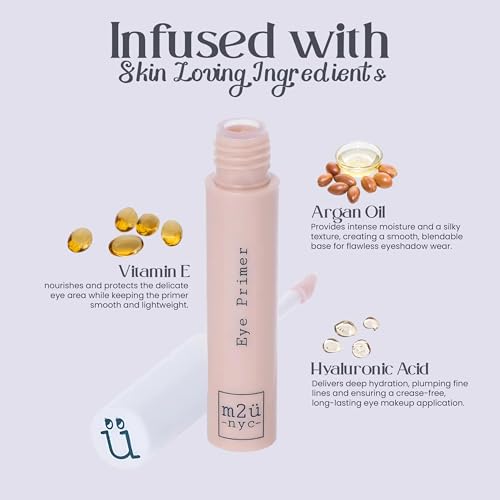M2U NYC Hydrating Eye Primer ? Preps Eyelids for Intense Eyeshadow Colors, Long-Lasting, Crease-Free Wear, Smudge-Proof, Lightweight Eye Shadow Primer - Non-Greasy Gripping Formula for Wrinkle-Filling