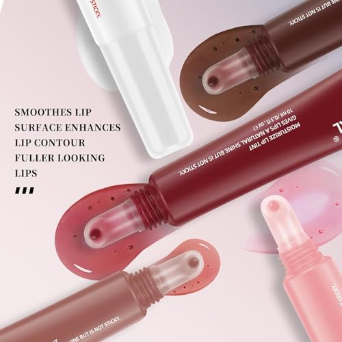 Lip Jam Hydrating Lip Gloss,5 Colors High Shine Glass Finish Lip Oil Long Lasting Nude Colors Shiny Jelly Lip Glow for Women and Girls