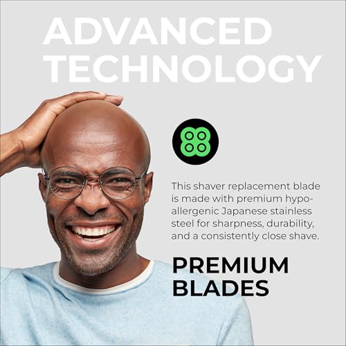 Skull Shaver Forte PRO 4 Head Replacement Blade - Shaver Blade for Wet & Dry Shaving - Rotary Heads Design - Japanese Stainless Steel - Compatible with Pitbull, Palm & Butterfly Kiss Shavers
