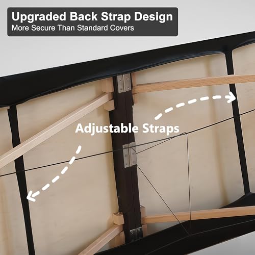 PU Leather Massage Table Cover Protector, Wipeable Waterproof & Oil-Resistant Fitted Replacement Sheet with Elastic & Back Securing Straps for Massage, Spa & Lash Beds, Fits 28?32¡± Wide