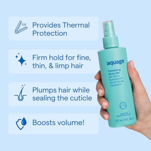 AQUAGE Thickening Spraygel, Firm-Hold Styling Spray with Ultraflex Polymer Technology, Thickens & Strengthens Fine, Thin Hair That Lacks Body & Vitality