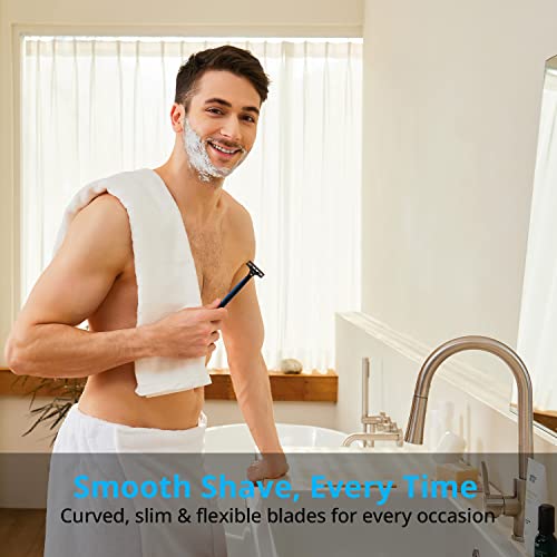 Dorco Pace 2 Plus Disposable Razors for Men (60ct), 2 Blades Shaving Razor, Pivoting Head, Open-Flow for Easy Rinsing, Lubricating Strip, Long Non-Slip Rubber Handle