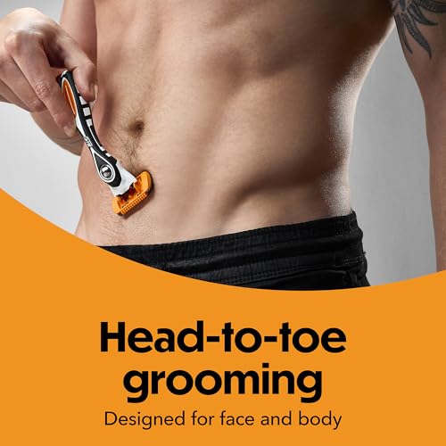 BIC Flex 5 Trim and Shave Body and Beard Trimmer for Men, 8 Razor Refill