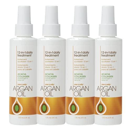 One N' Only Argan Oil 12-in-1 Daily Treatment Lightweight, Helps Control Frizz, Smooths, Detangles, Moisturizes, Strengthens and Adds Body to Dry, Damaged Hair, 6 Fl Oz (4pk)