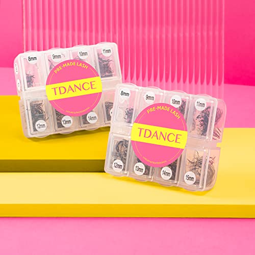 TDANCE 600 Fans Premade Fans Eyelash Extensions Natural & Volume Mixed Length Premade Lash Fans 5D-24D Handmade Promades Eyelash Fans C/D Curl Loose Fans(600-10D-0.07-D-8-15mm)