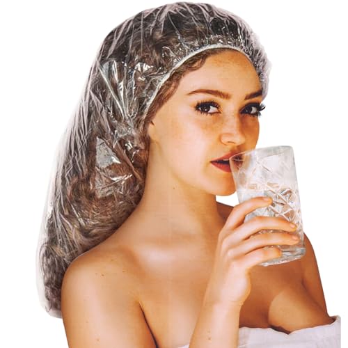 Super Big XXLarge Shower Cap 10 pcs Disposable Plastic Bath Cap Waterproof Dustproof Spa Shower Cap Bathing Hair Caps for Women, Travel, Home Use, Hair Salon