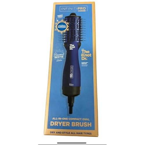 Infiniti Pro by Conair The Knot Dr All-in-One Compact Oval Hair Dryer Brush, Sapphire, 700 Watts