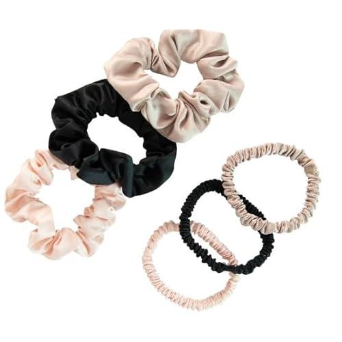 Scunci Satin Scrunchie for Glam Comfort All Day Long in Rich Neutral Tones, 6ct