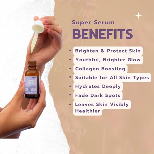 100% All Natural Super Serum ? Vitamin A, C & E + Ferulic Acid | Brightens Skin | Plant-Based, Non-GMO for Face & Neck - Made in the USA (1oz)