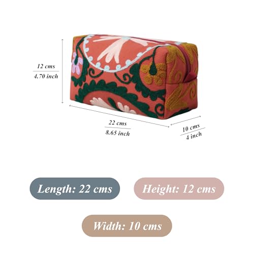 Huar Travel Makeup Bag- Large Capacity Cosmetic Bags for Women - Water Resistance Lining Portable Pouch & Open Toiletry Bag - Perfect Girls Makeup Organizer for Travel Essentials (Orange)