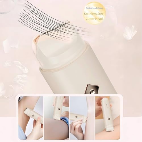 Women Electric Shaver, 2 in 1 Dual Head Bikini Trimmer for Women, Waterproof Wet & Dry Use, Body Hair Trimmer and Facial Hair Remover, for Bikini line Underarm Leg arm Body face