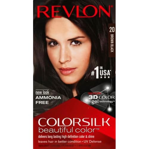 Revlon Permanent Hair Color, Permanent Hair Dye, Colorsilk with 100% Gray Coverage, Ammonia-Free, Keratin and Amino Acids, 20 Brown/Black, 4.4 Oz (Pack of 1)