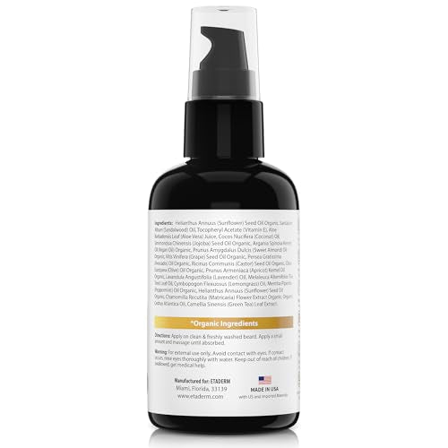 Beard Growth Oil - Beard Oil for Men with Aloe Vera, Jojoba, Castor Seed, Green Tea Leaf and Sandalwood Oil - Hair Growth Oil Moisturizer and Strengthens Facial Hair - Beard Conditioner 2oz