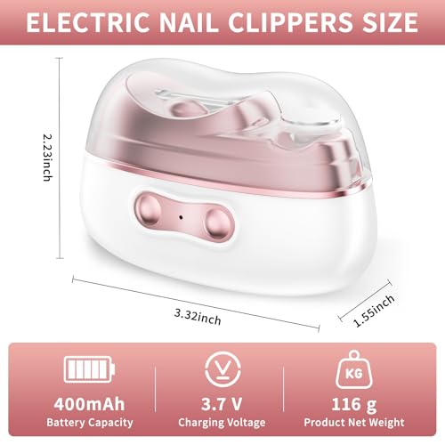 2026 Upgraded 4-in-1 Electric Nail Clipper,Electric Smart Nail Clippers for Adults-2 Speed Gears Adjustable,Automatic Nail Clippers with Polishing Light & Clip Storage for Adults,Seniors & Caregivers