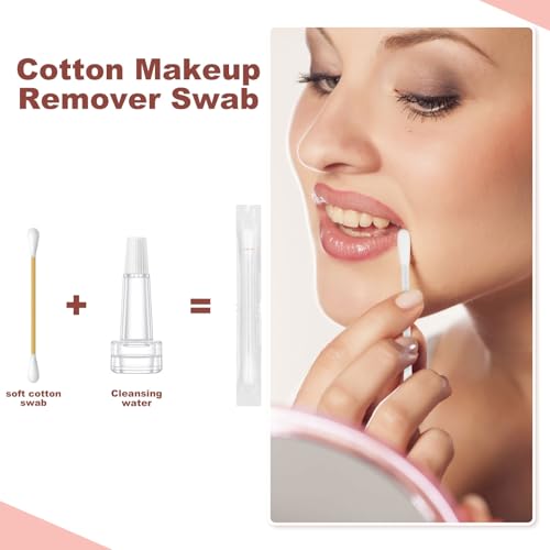Cotton Swabs,Cotton Makeup Remover Swabs,Eye & Lip Sticks Remover,Liquid-Filled Makeup Remover Swabs Disposable Cotton Swabs for Eye/Lip/Eyebrow/Eyelash Makeup (Pack of 200)