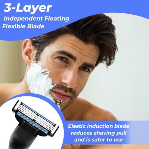 Razor Blade Refills for Men - 24PCS Compatible With Mach3 Razors, Triple-layer Manual Compatible with Mach 3 Razor Blades Refills Pack, Precision Shaving Blades With Dual Lubrication