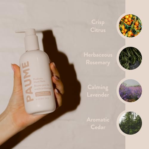 PAUME Probiotic Hand Balm, Non-Greasy, Fast Absorbing, Long Lasting Hydration, Hand Moisturizer for Dry, Chapped, Aging Skin, 10 oz