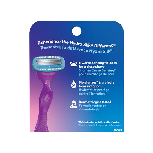 Schick Hydro Silk Moisture Razor Blade Refills,| 5-Blade Moisturizing Razors for Women | Womens Moisturizing Razor Refills,6 Count (Pack of 2)