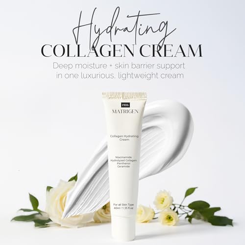 FEEL MATRIGEN Collagen Hydrating Cream with Niacinamide, Hydrolyzed Collagen, Panthenol & Ceramide ? Deep Moisture, Skin Barrier Support, Firmness & Radiance, 1.35 fl. oz