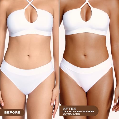 Loving Tan 2 HR Express Self Tanning Mousse, Ultra Dark - Streak Free, Natural, Professional Quality - 5+ Sunless Self Tanner Applications per Bottle, Cruelty Free, Naturally Derived DHA - 6.7 FL Oz